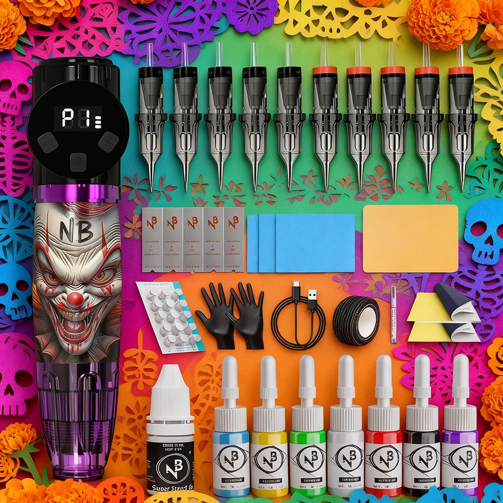 

Goldplume Tattoo Kit Purple Tattoo Pen Kit Permanent Makeup Tattoo Machine Kit Wireless Tattoo Power Supply Kit