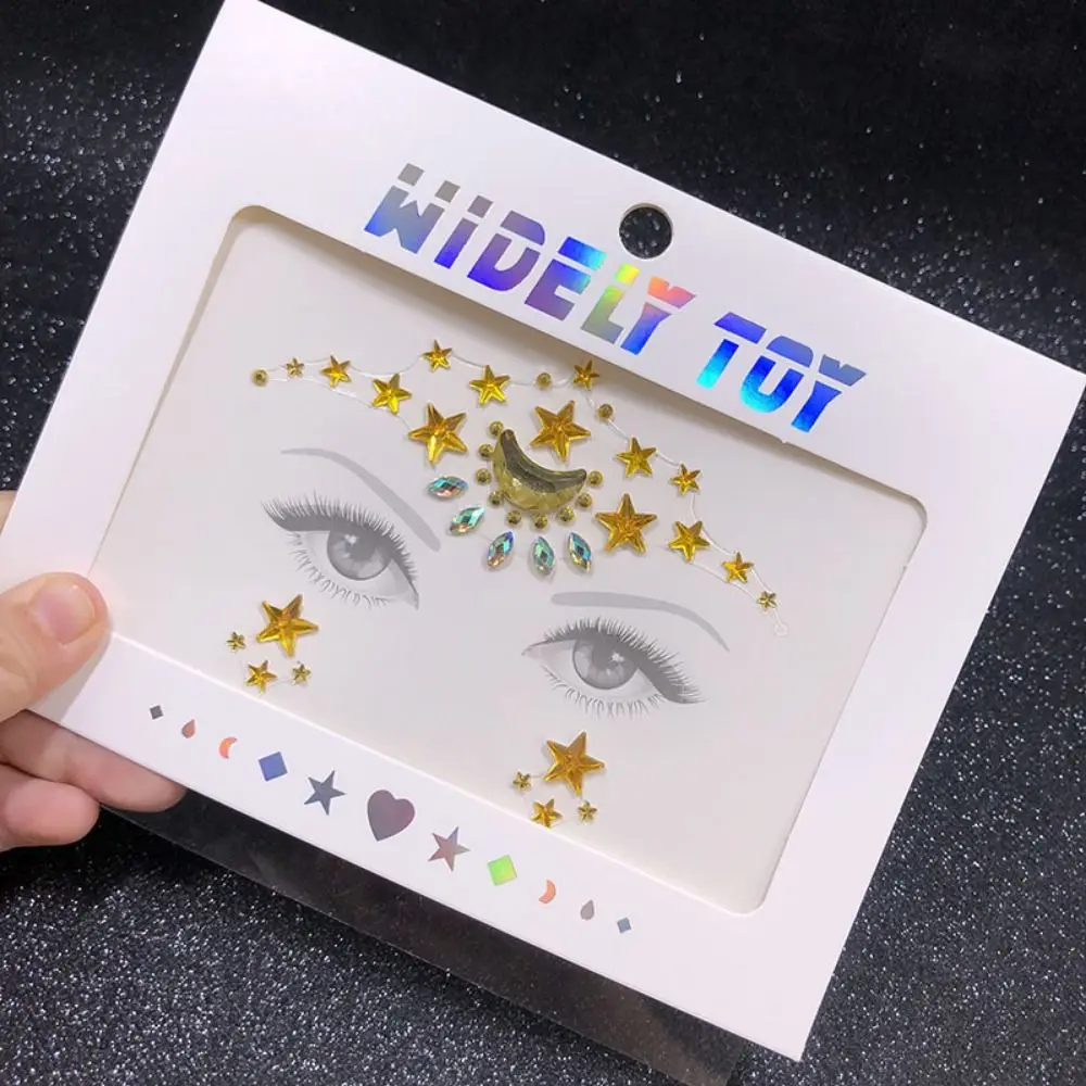 

Waterproof 3D Rhinestones Sticker Fake Tattoo Glue Free Crystal Facials Sticker Beauty Glitter Temporary Tattoo Sticker Eyebrow