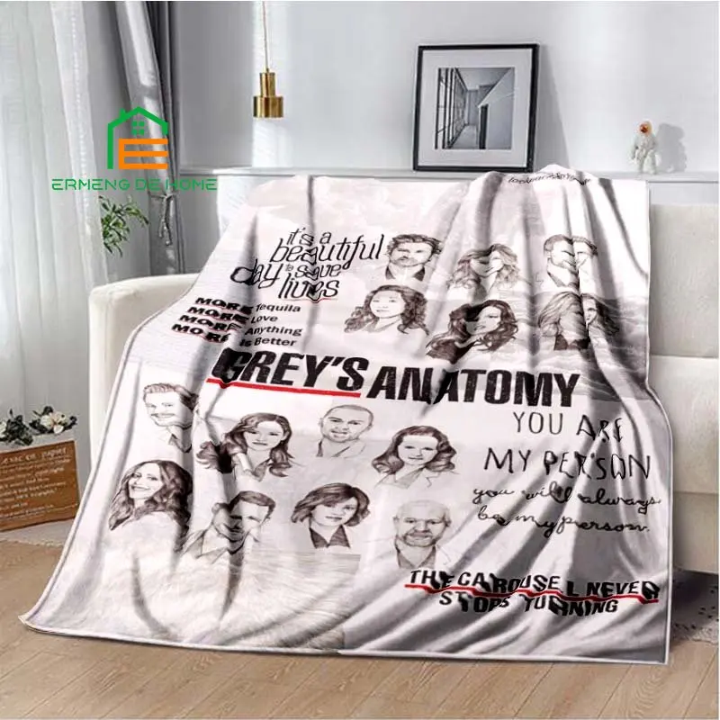 Greys Anatomy Pattern Throw Blanket Warm Blanket for Home, Picnic, Travel, Office,Plane for Adults, Kids, Elderly 5 Sizes