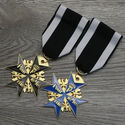 Germany Prussian Oak Leaf Blue Max for Merit Malta Cross Meritorious Bravery Medal Badge Copy