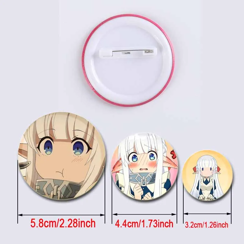 58mm  Anime An Archdemon's Dilemma How To Love Your Elf Bride Brooch DIY Buttons Badge Snap-in Craft Pins for Clothes Decoration