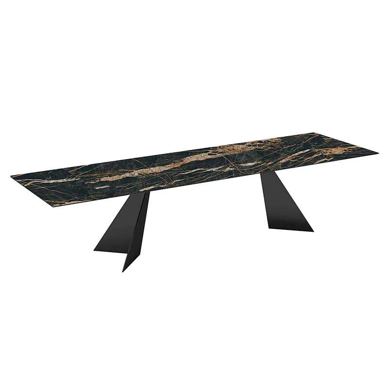 Modern Retractable Slate Dining Table Home Deluxe Dining Table 6-8 People Retractable