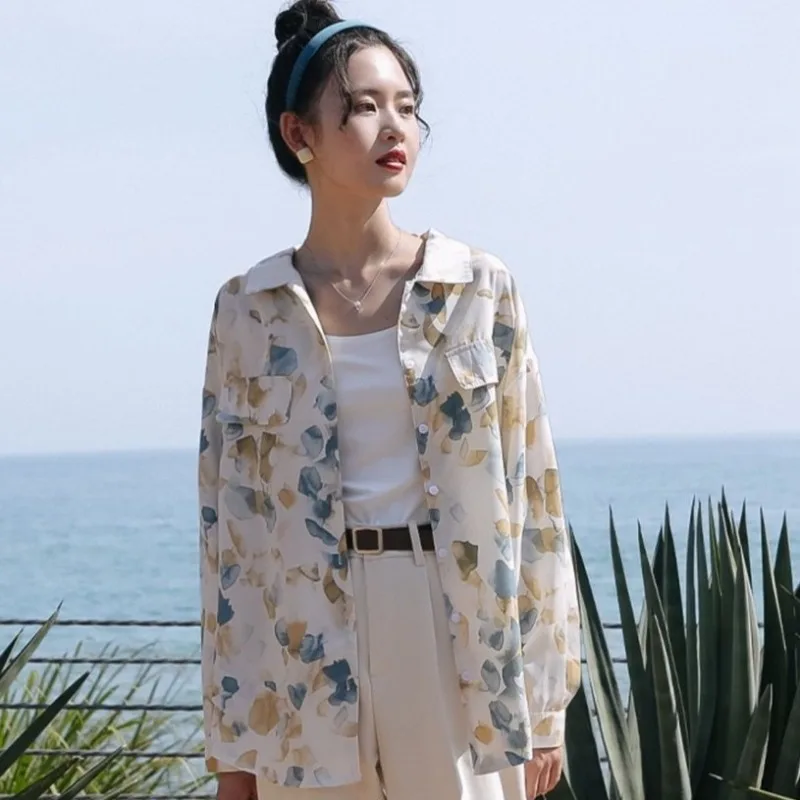 

Chic 2025 Retro Tie-dye Female Tops Aesthetic Elegant Luxury Tall Japanese Harajuku Fashion Cool Pretty Women's Shirt and Blouse