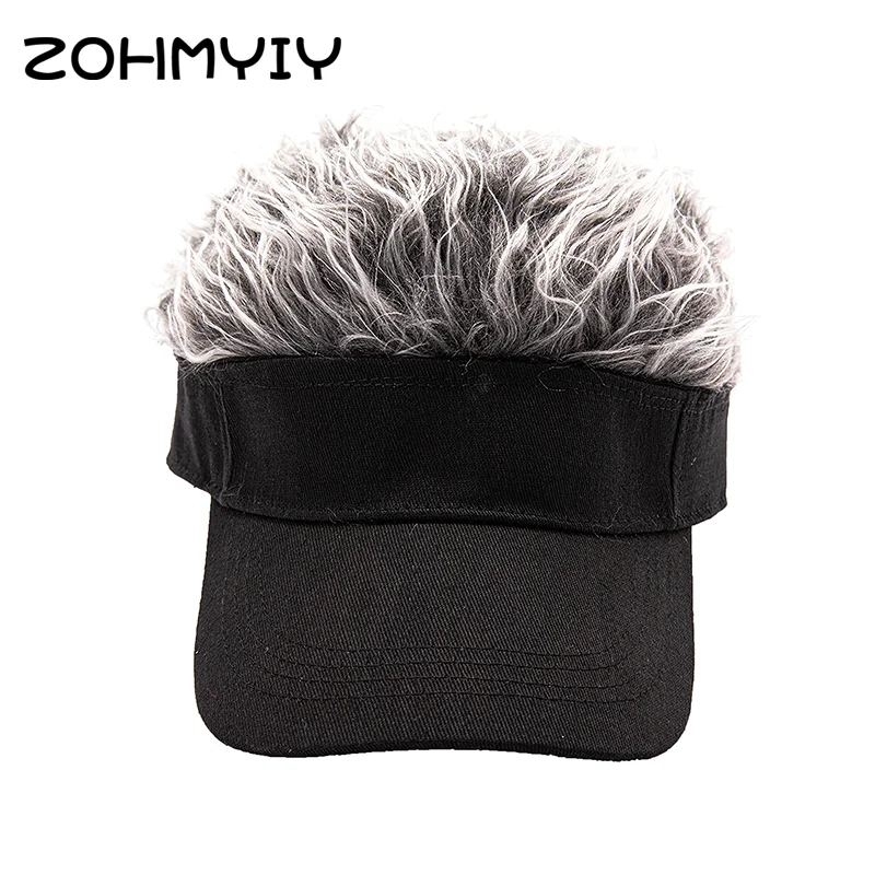 Casual Concise Men Women Sun Shade Adjustable Sun Visor Baseball Cap With Spiky Hairs Wig Spiked Wigs Baseball Hat