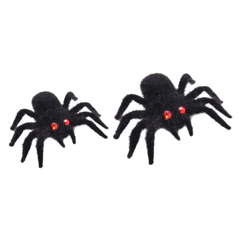 

2 Pcs Toy Decor Simulation Spider Festival Adornment Trick Decorative Accessories 11x8x5cm Halloween Black