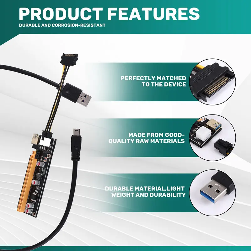 NGFF M.2 M Key to USB 3.0 PCI-E Riser Card M2 to USB3.0 PCIE 16X 1X Extender with Power for Litecoin-DTB1