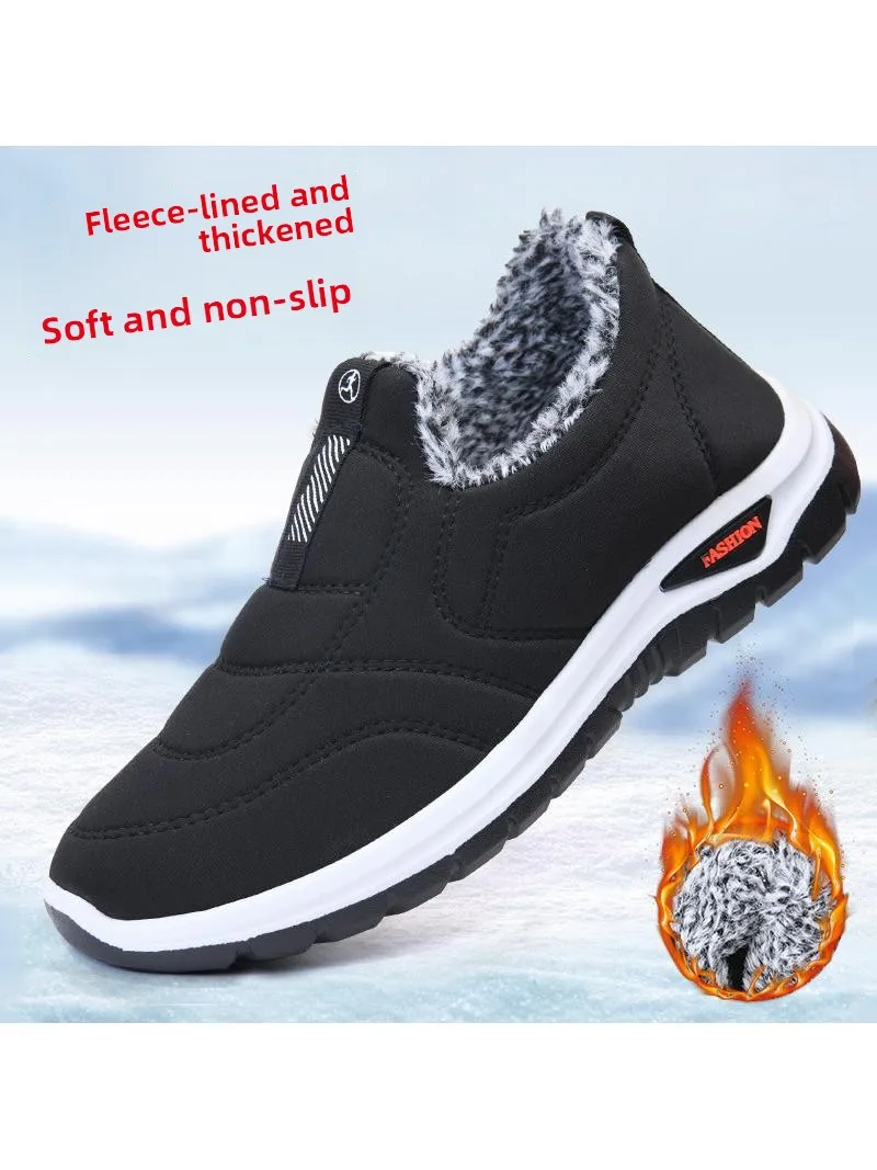 Men's Winter Cotton Shoes Anti-slip Lightweight Fleece-lined Sports Thickened Dad Shoes Beijing Style Outdoor Boot Casual Sne...