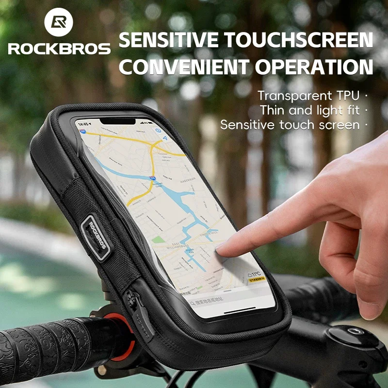 ROCKBROS 270° Rotatable Phone Bag Stand Waterproof Case Handlebar Stand Case Mount Scooter Bicycle Phone Bag Cycling Accessory