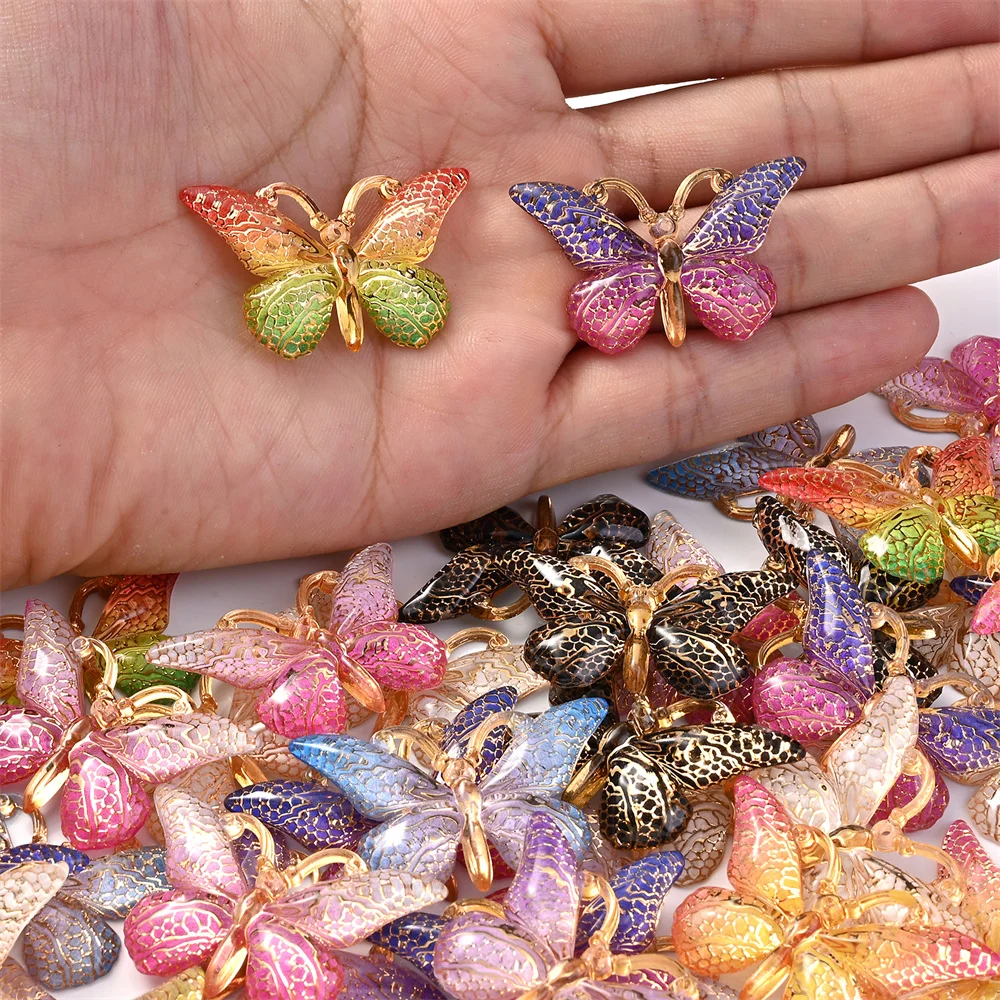 10pcs 23x28mm Resin Butterfly Charms Pendant diy Earrings Pendant Necklace Jewelry Accessories Patc