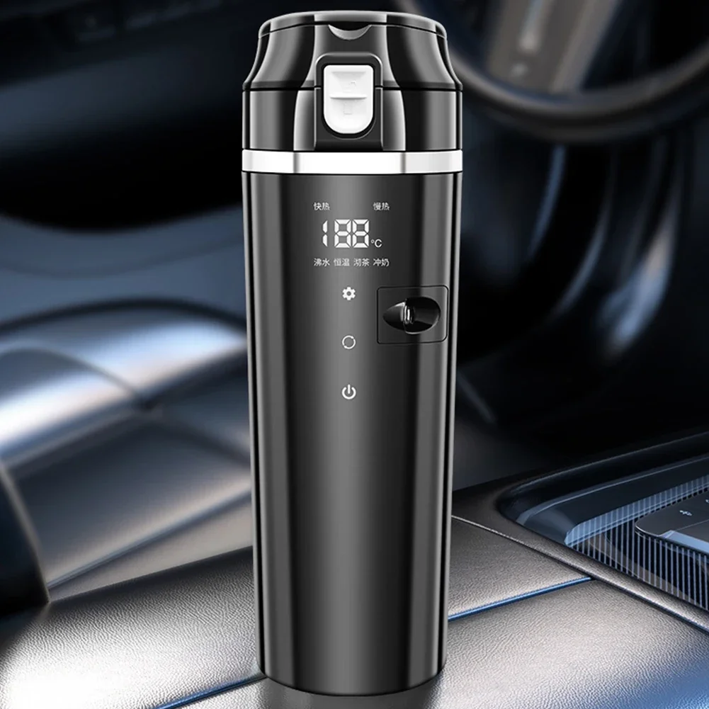 

12V/24V Car Heated Smart Mug Digital LCD Display Coffee Milk Heated Kettle Smart Temperature Control Thermos Cup Stainless Steel