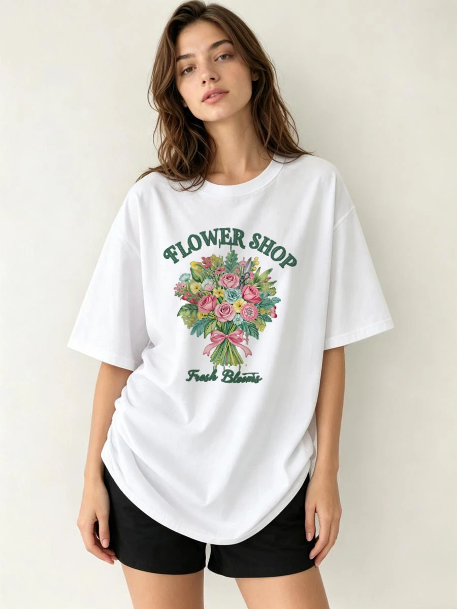 Camisetas Femininas de Gola Redonda com Estampa de Ondas do Oceano, Tema Praia e Vida Costeira, para Surf, Natação, Esportes Aquáticos, Vida Marinha, Aventura e Estilo Casual