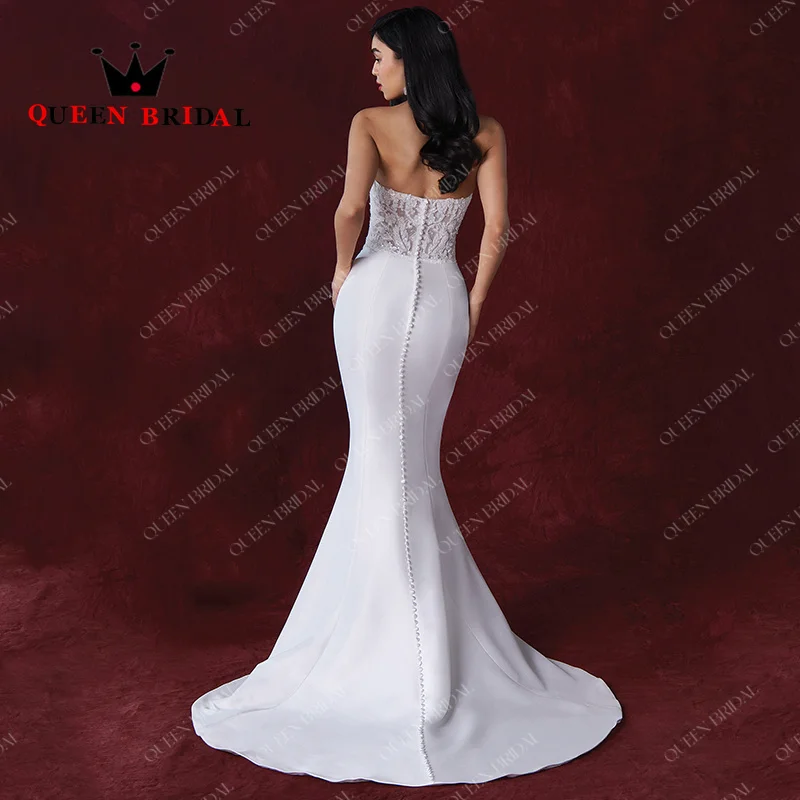 Vestidos De Novia De encaje con apliques sin tirantes, sin mangas, hasta el suelo, Espalda descubierta, sirena, Y78H