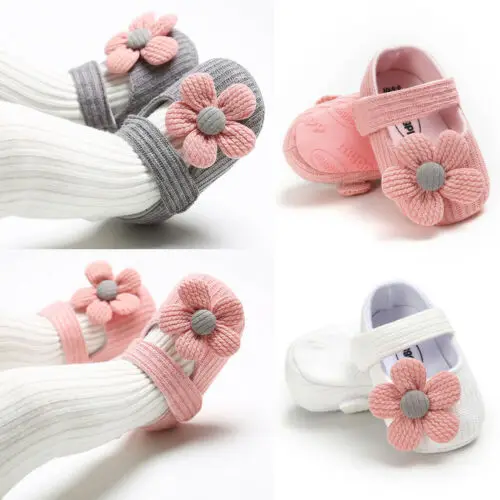 EWODOS Summer Newborn Baby Girl Shoes Pink Soft Bottom Flowers Cotton Non-Slip Toddler Party Crib Footwear Casual First Walkers