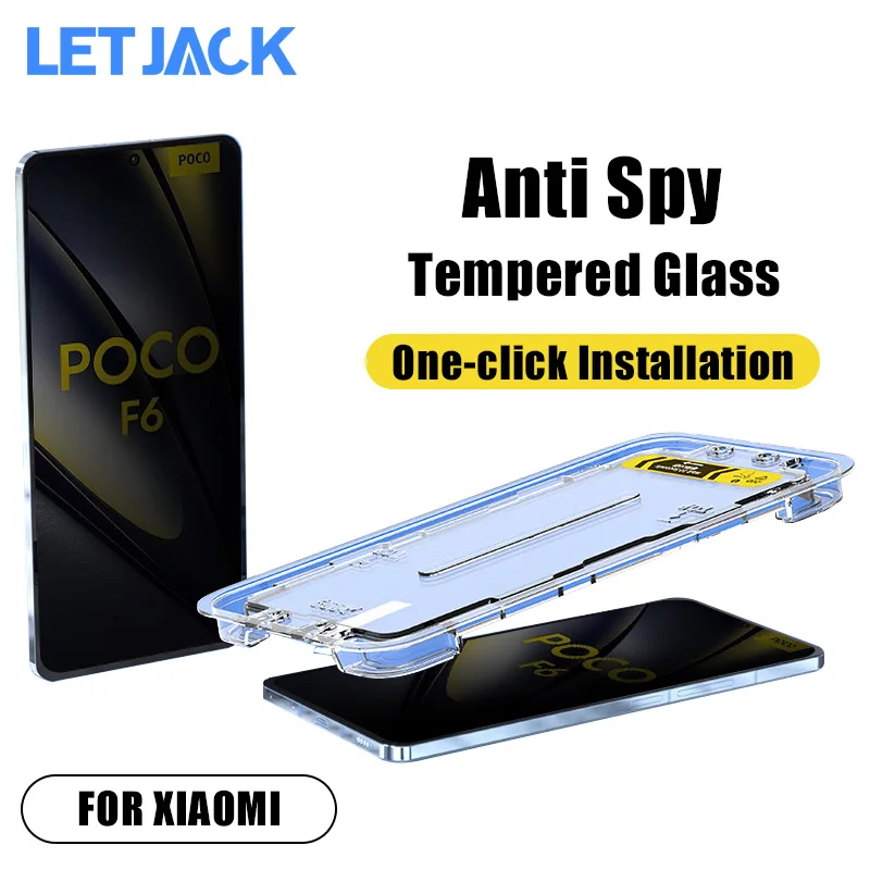 2Pcs One-click Installation Anti-spy Glass For Xiaomi Poco F6 F5 F4 F3 GT Privacy Screen Protectors For Poco M5 M5S M6 Pro Glass