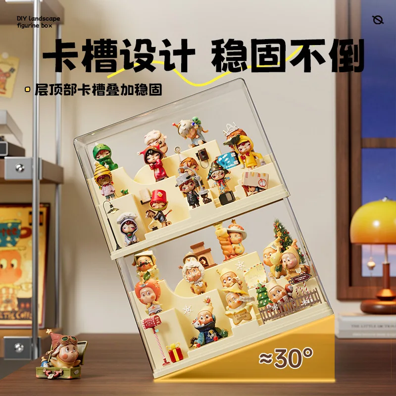 

Вместительный акриловый стеллаж для хранения фигурок Blind Box, пылезащитный демонстрационный шкаф для фигурок Pop Mart, органайзер для домашнего декора