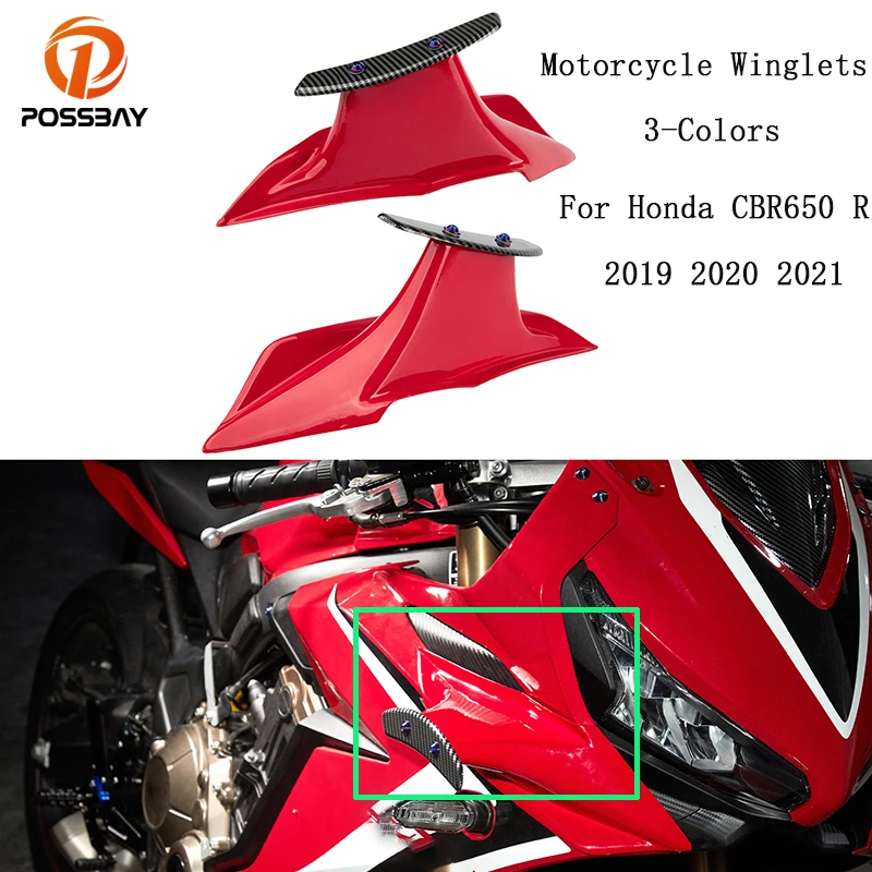 

Motyorcycle Winglet Side Wings Wind Spoiler Air Deflector for Honda CBR650 R 2019-2021 Aerodynamic Wing Kit Spoiler Accessories