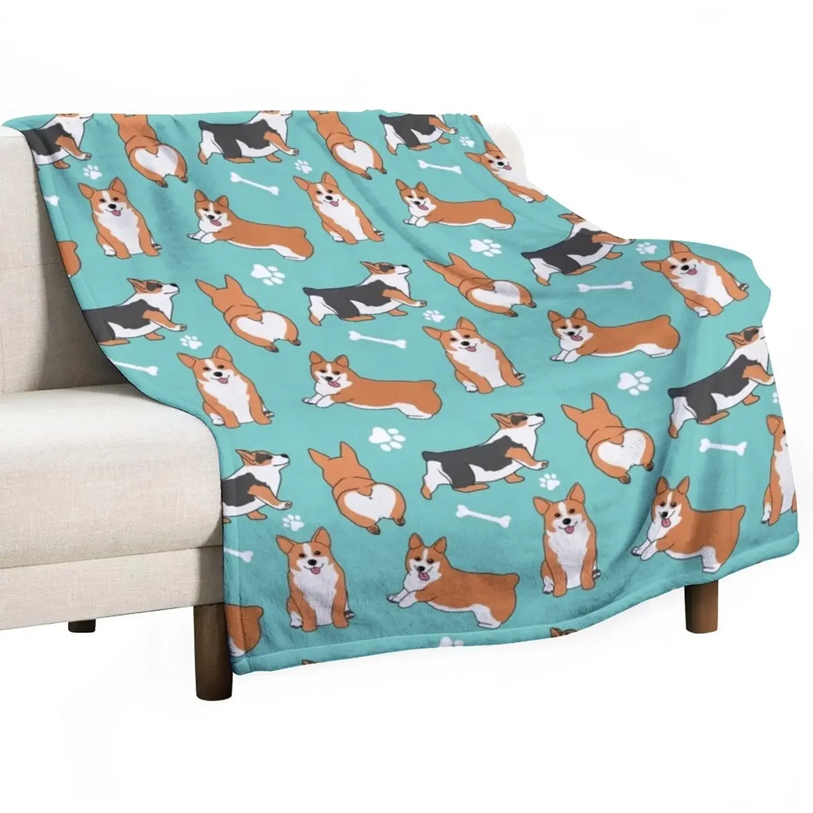 

New Corgi Pattern Throw Blanket Blankets For Baby Warm Plaid on the sofa Flannel Blankets