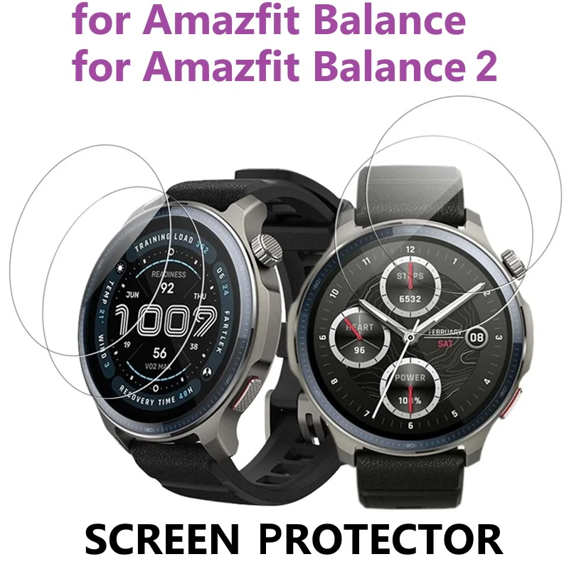 5 pçs protetor de tela de relógio inteligente para amazfit equilíbrio 2/equilíbrio 1 vidro temperado hd claro anti-risco película protetora