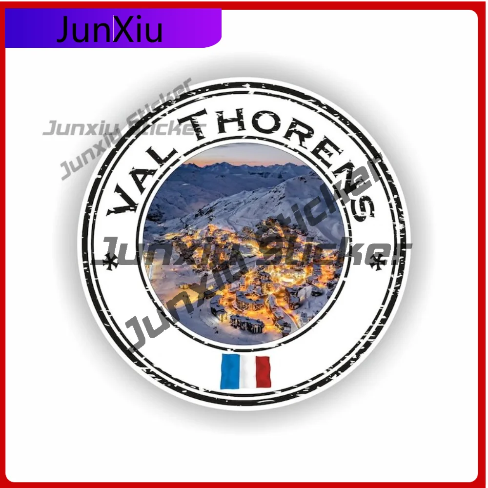 Val Thorens Station de ski de France Seal Sticker Round Premium Exterior Decor For Window Fridge Weatherproof Decoration Auto