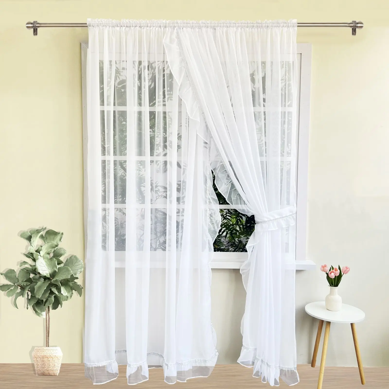 Flying Sheer Curtains, 2 Panel Semi Transparent Voile Rod Pocket Sheer Window Drapes for Living Room