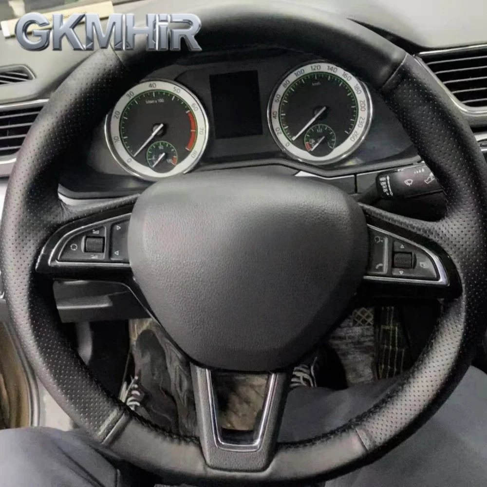 

Customization Car Steering Wheel Cover Accessories Hand Sewing Microfiber Leather For Skoda Citigo Roomster Fabia Octavia Superb