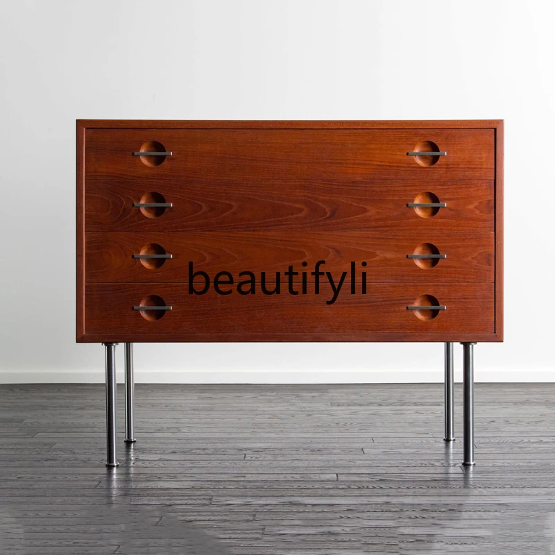 All solid wood four-chest cabinet, simple modern drawer, light luxury storage cabinet, Italian locker