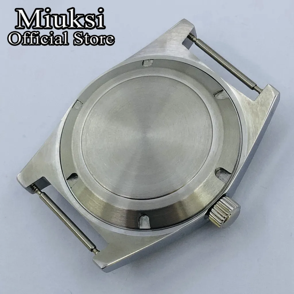 Miuksi 38mm vintage watch case sapphire glass dome coated glass fit NH35 NH36 ETA2824 PT5000 movement