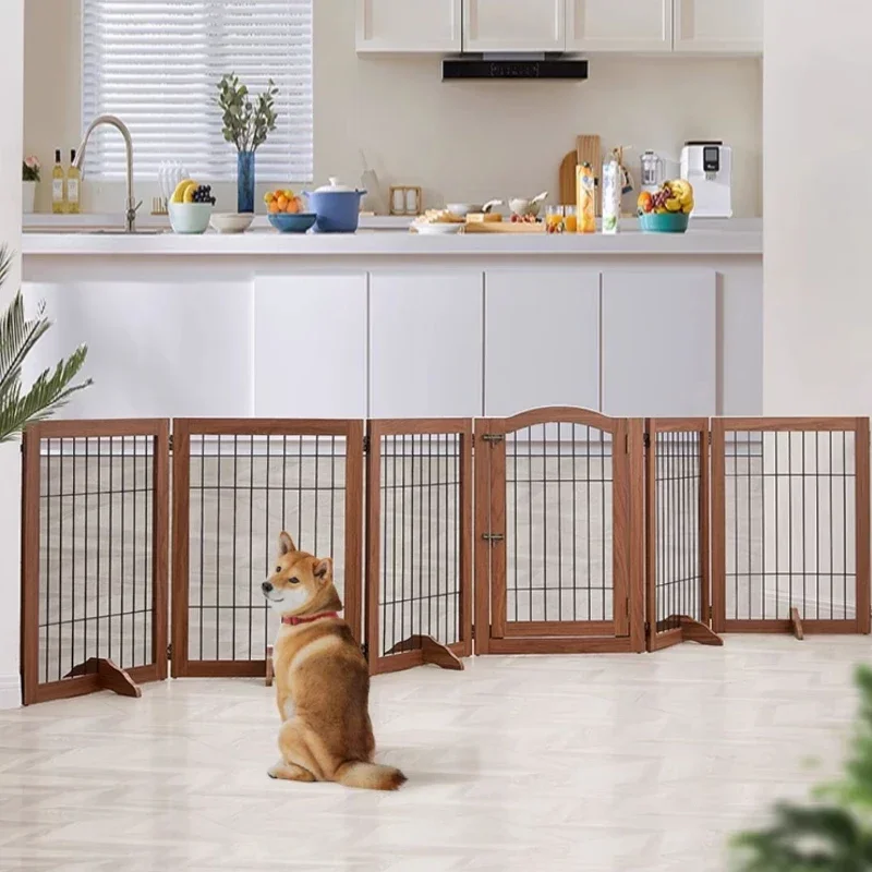 Cake Cocoa Pet FenceFoldable Wooden And Metal Fabric Dog Enclosure With Cat Door Indoor Use Adjustable Layout Secure Space