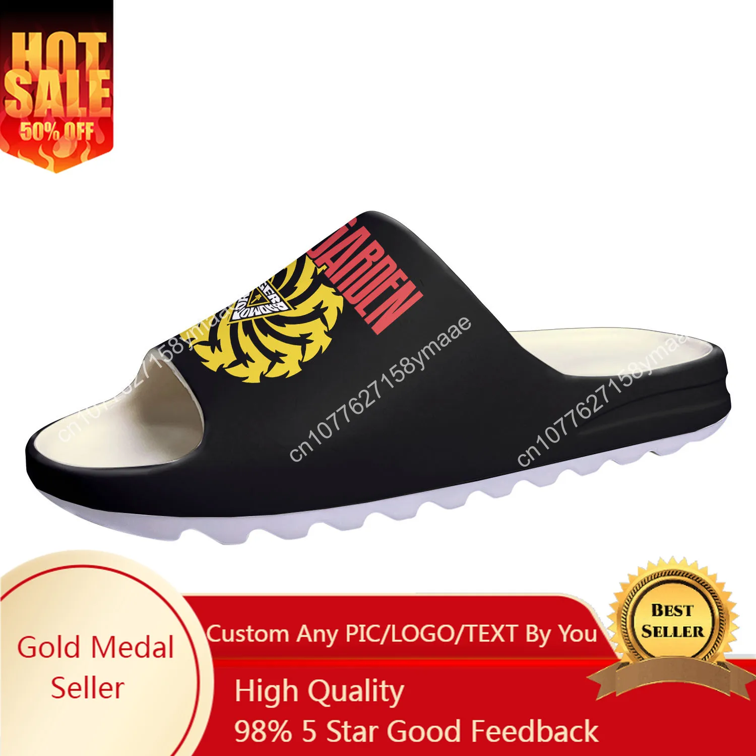 

Soundgarden Rock Band Soft Sole Sllipers Home Clogs Step on Water Shoes Mens Womens Teenager Bathroom Customize on Shit Sandals