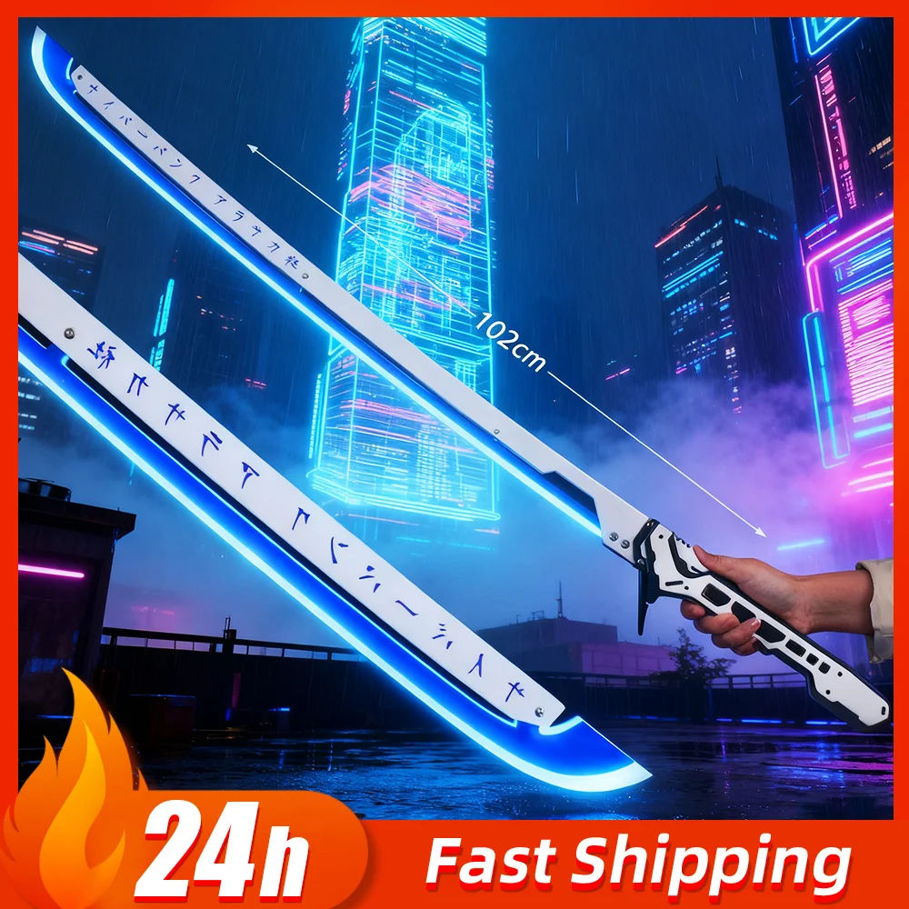 102cm/40.16in Cyberpunk Game Peripherals Light Sword Katana Function Cosplay Model Props Luminous Toys Swords Boyfriend Gift