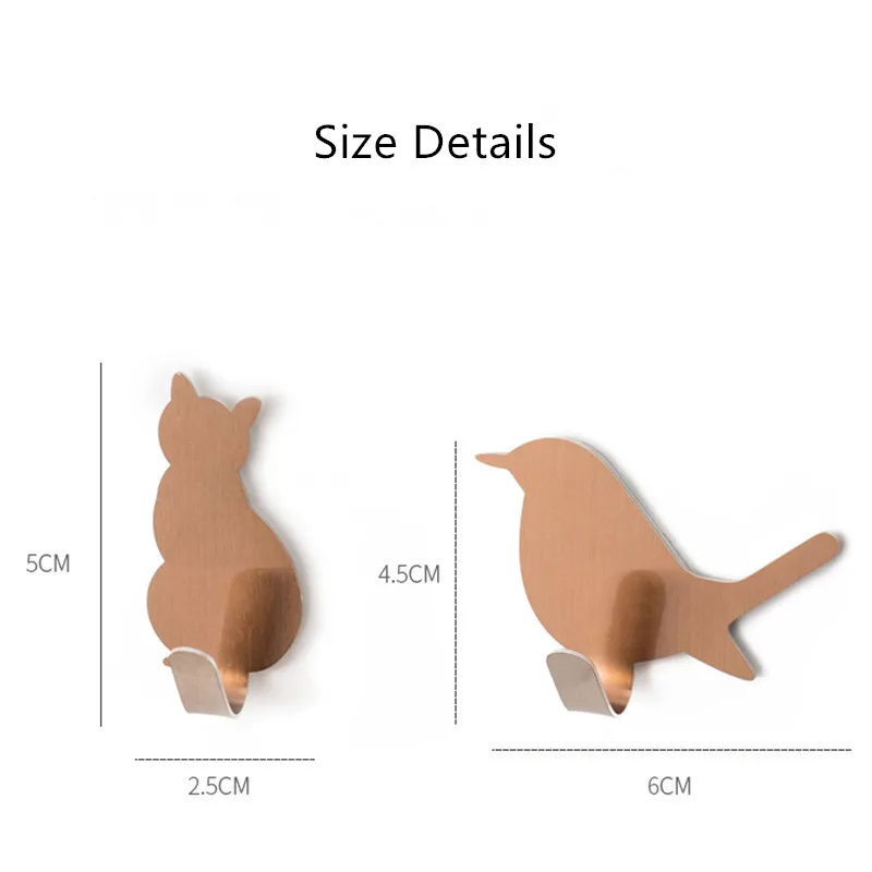 2pcs Self Adhesive Hooks Cat Pattern Storage Holder for Bathroom Kitchen Hanger Stick on Wall Hanging Door Clothes Towel Racks