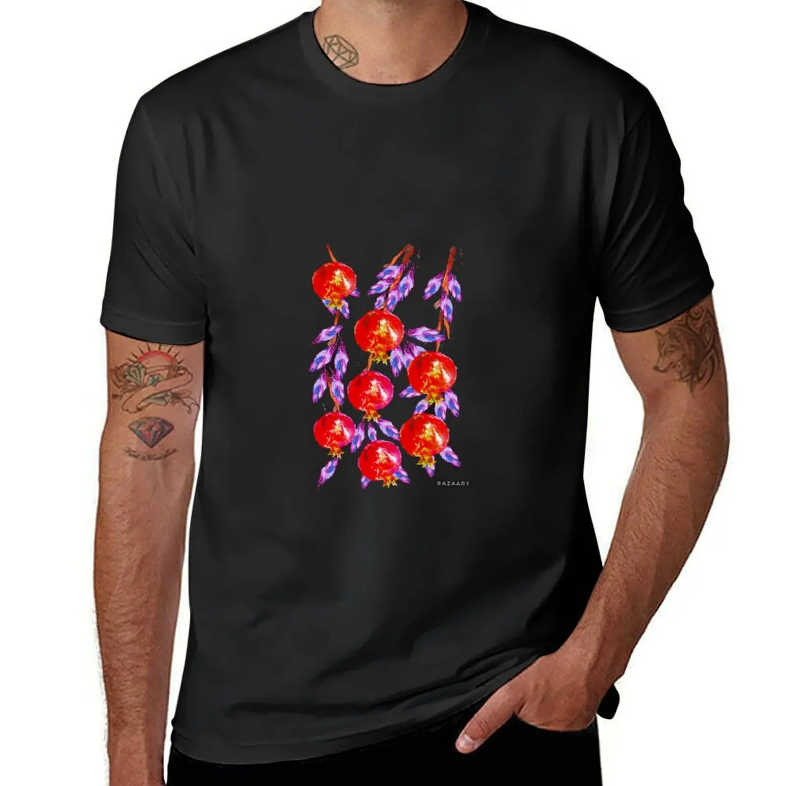 

Pomegranates purple leaves T-Shirt blanks plain funny t shirts for men