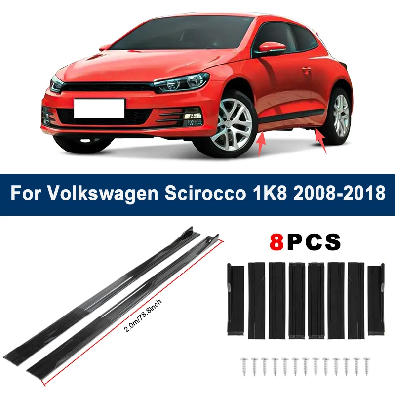 

2m Sectional Side Skirt Extension Lips For Volkswagen VW Scirocco 1K8 2008-2018 - Racing Side Spoiler Car Modified Body Kit