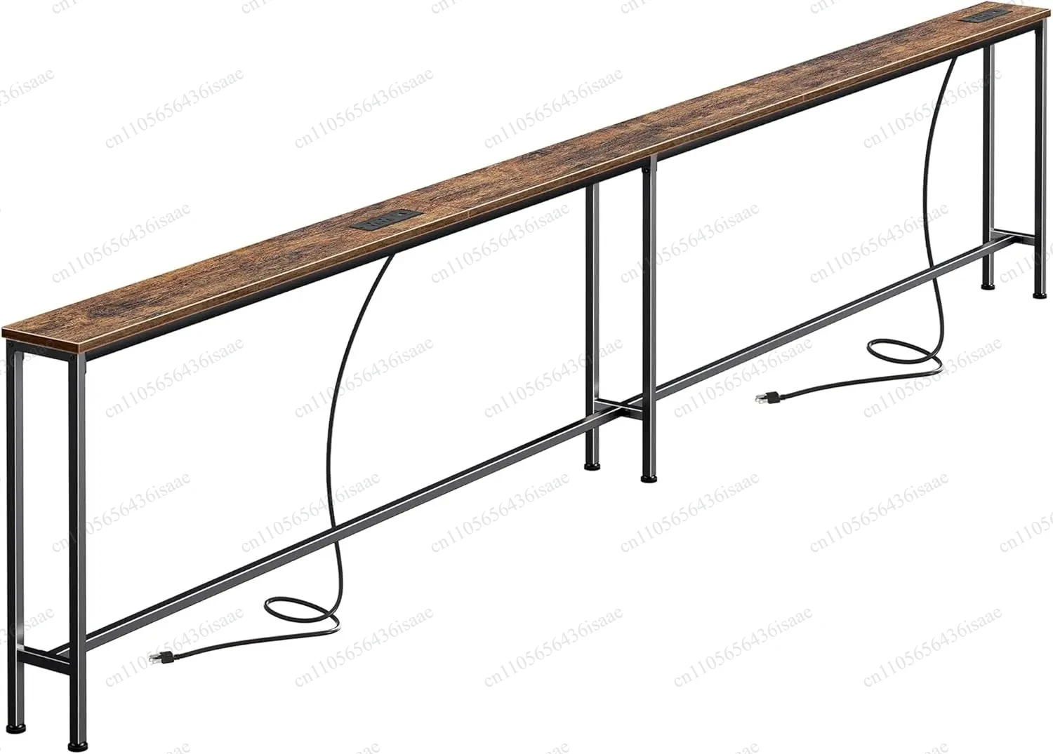 Sofa Side End Table with Charging Station, 2 AC Power Outlets & USB‑C Port