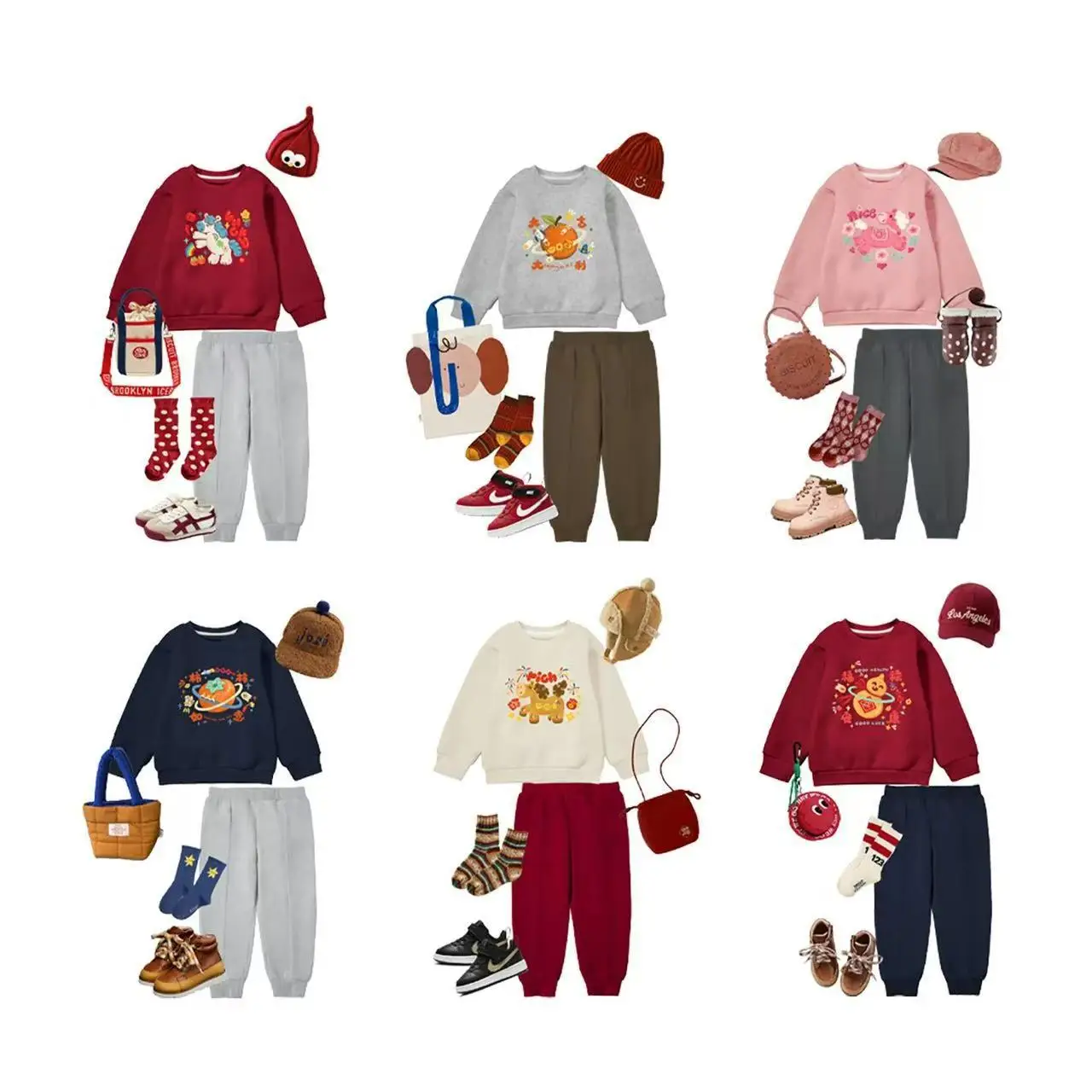 سويت شيرت UNITIM للأطفال الصغار الأولاد مطبوع عليه رسوم كرتونية سميكة ودافئة للفتيات الصغيرات بلوفرات شتوية جديدة متعددة الاستخدامات بغطاء للرأس للفتيات الصغيرات