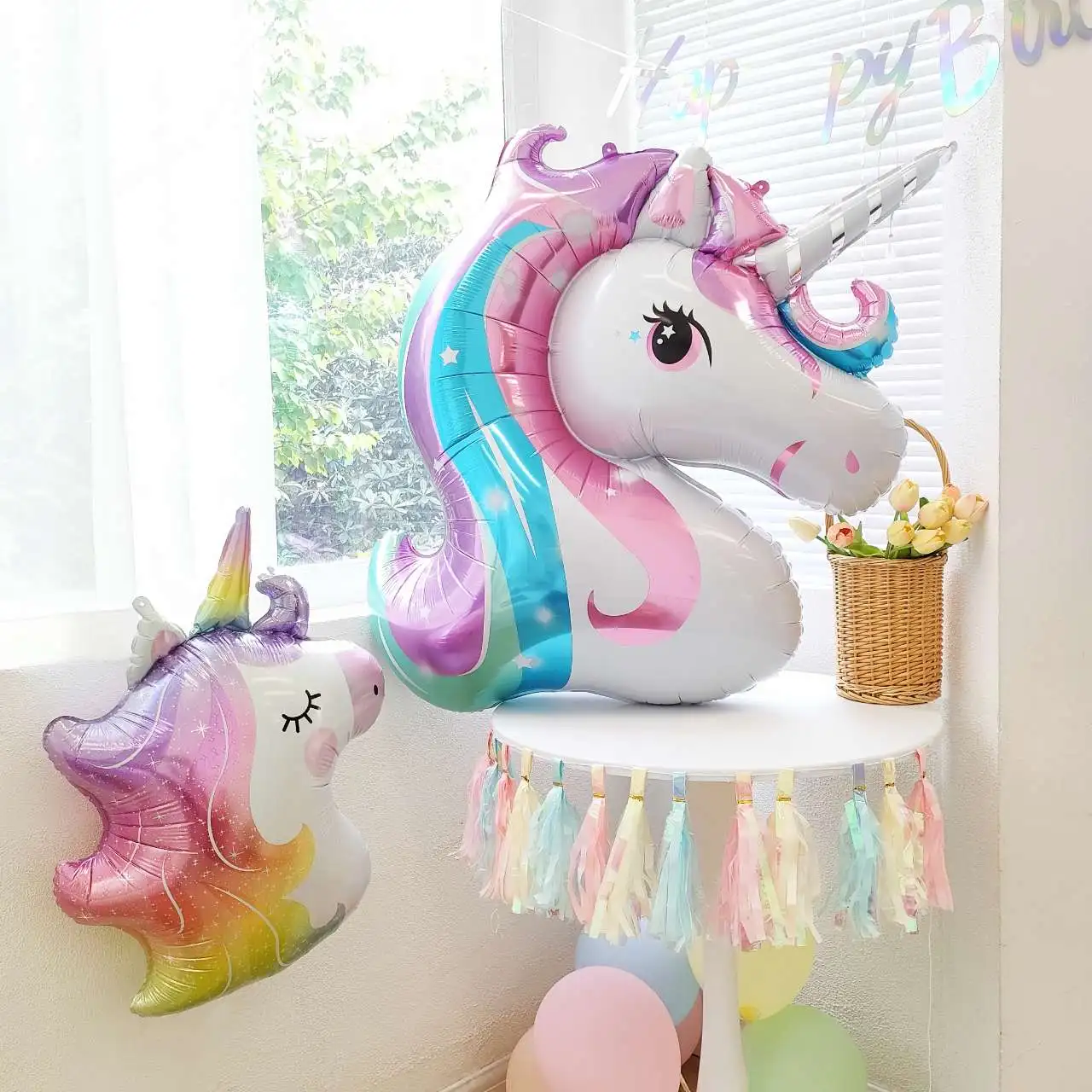 Large Rainbow Unicorn Helium Balloons 40inch Number Foil Balloons Unicorn Theme Birthday Girl Boy Party Decoration Baby Shower