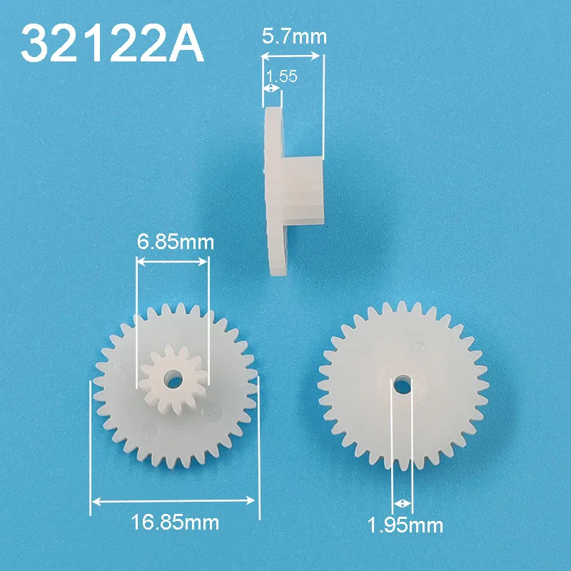 32122A 0.5M Plastic Steampunk Gears OD 17mm 32T + 12 Teeth 2mm Tight Fiting DIY Model Gears 32+12T