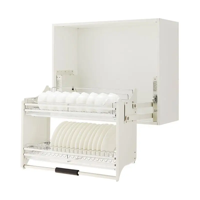 New Kitchen Wall Cabinet Elevator Basket Up Down Pull Type Cabinet Storage Rack Seasoning Dish Lift Basket