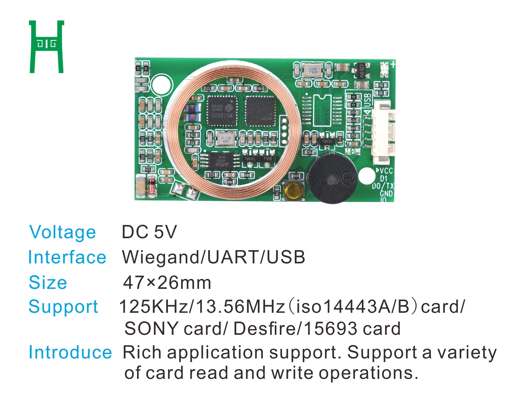 Desfire,Mifare, EM,NFC, RFID, kart okuma ve yazma modülü, okuyucu, sektörler, çıkış Wiegand26/34,UART,USB, TTL,232,5V