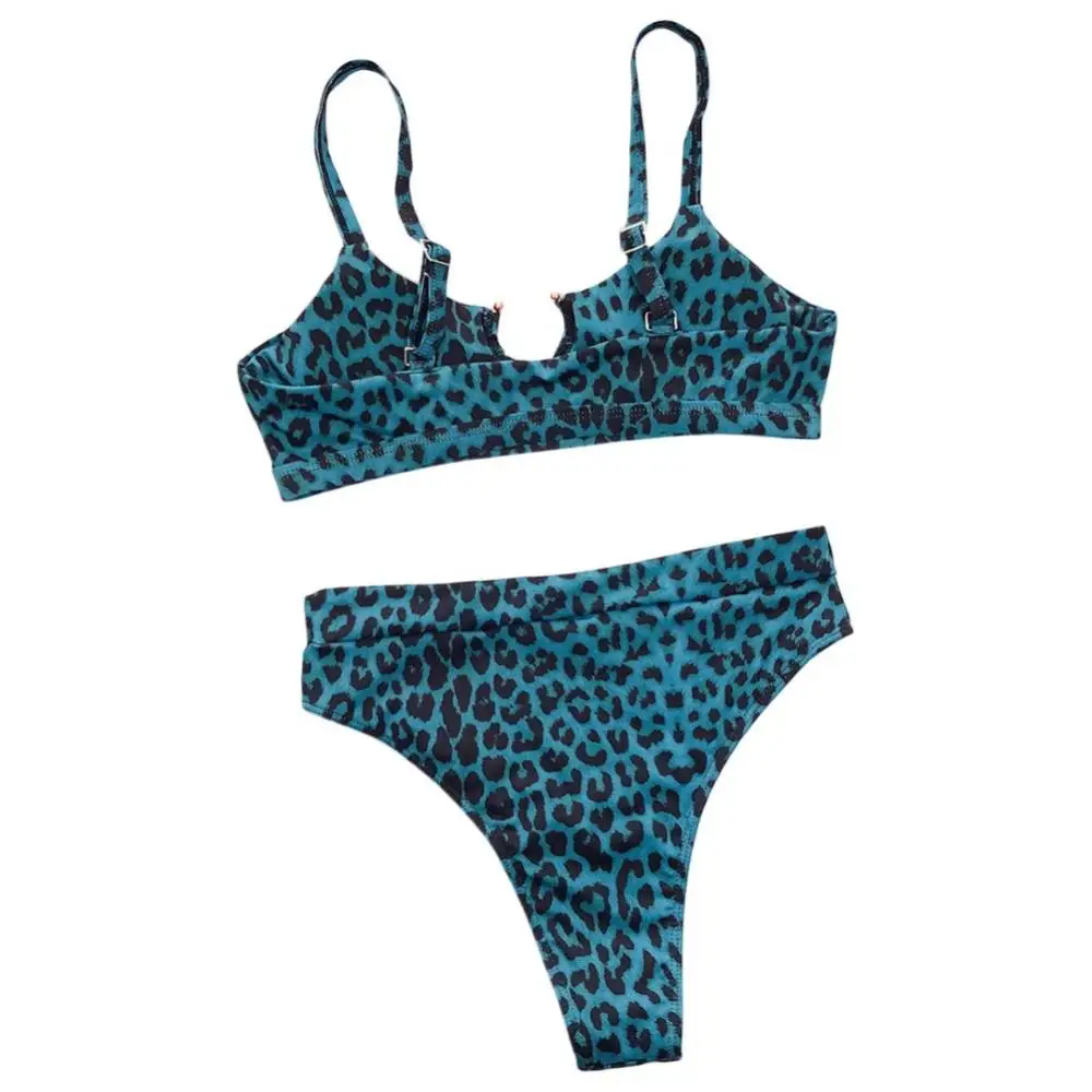 Women Sexy Leopard Snake Print Swimsuit Padded Bra Low Rise Briefs Bikini Set perfect gifts for women