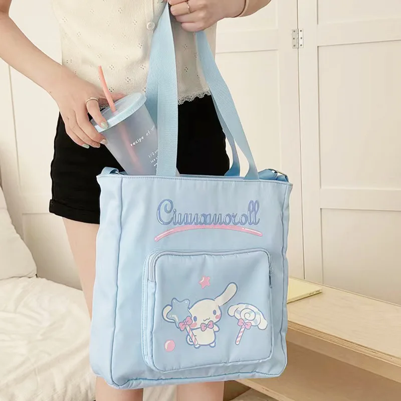 Sanrios Double Layered 2024 Crossbody Bag Cute My Melody Hellokittys Anime Kawaii Tutorial Bag Student Large Capacity File Pack