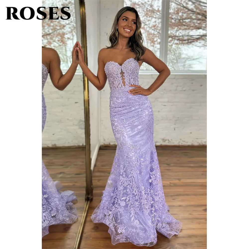 ROSES-Robe de soirée corset dos nu sexy avec appliques, robe de sirène chérie, robe de soirée, charmante CAN ac