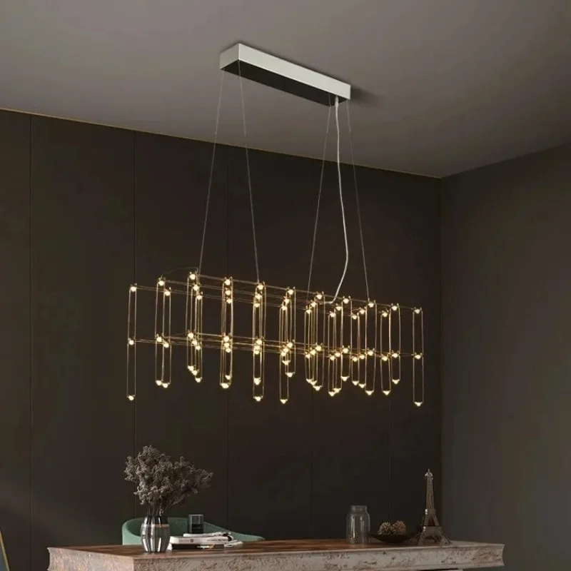 ما بعد الحداثة مطعم قلادة LED أضواء الإبداعية اليراع شخصية الجبهة مكتب مكافحة مصابيح نموذج غرفة تركيبة إضاءة طويلة