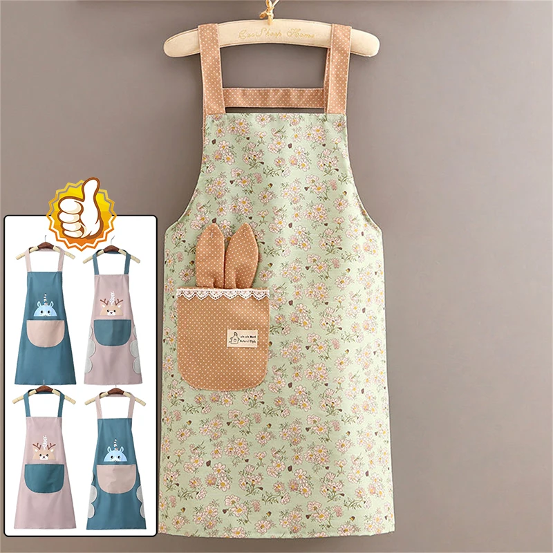 Household Cooking Apron With Cotton Tie Waist Anti-dirty Anti-fouling Apronl High-quality Waterproof  Wear-resistant Apron