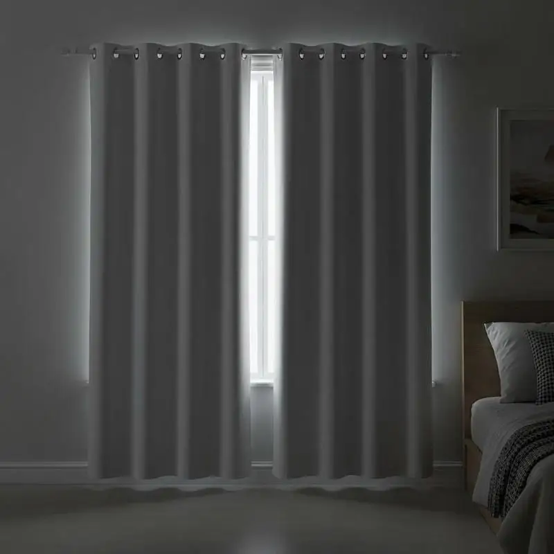 

Light Blocking Window Drapes 52 x 84 Inch For Bedroom Living Room Nursery, 3-Layer Thermal Insulated Total Darkening Grommet Top White Panels Set