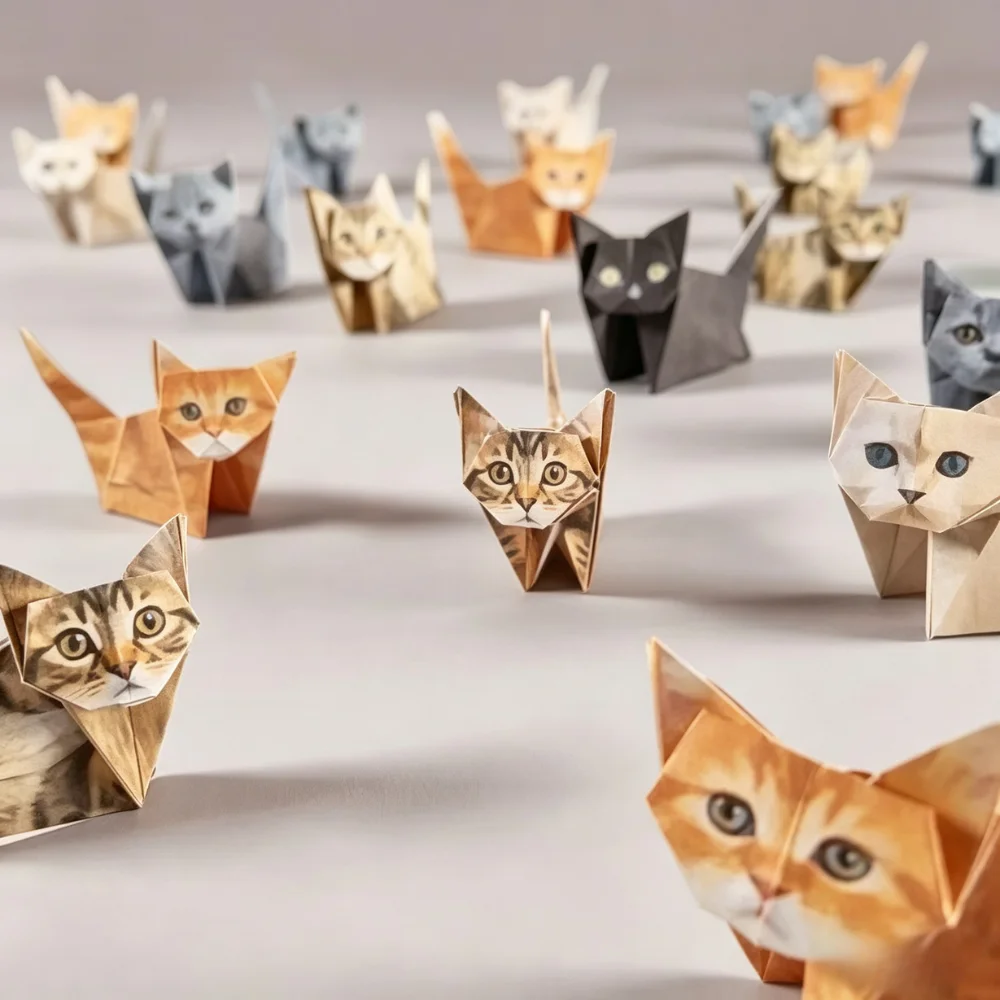 Cute Animal Folding Paper Set  - Art Craft Cat 评论和价格