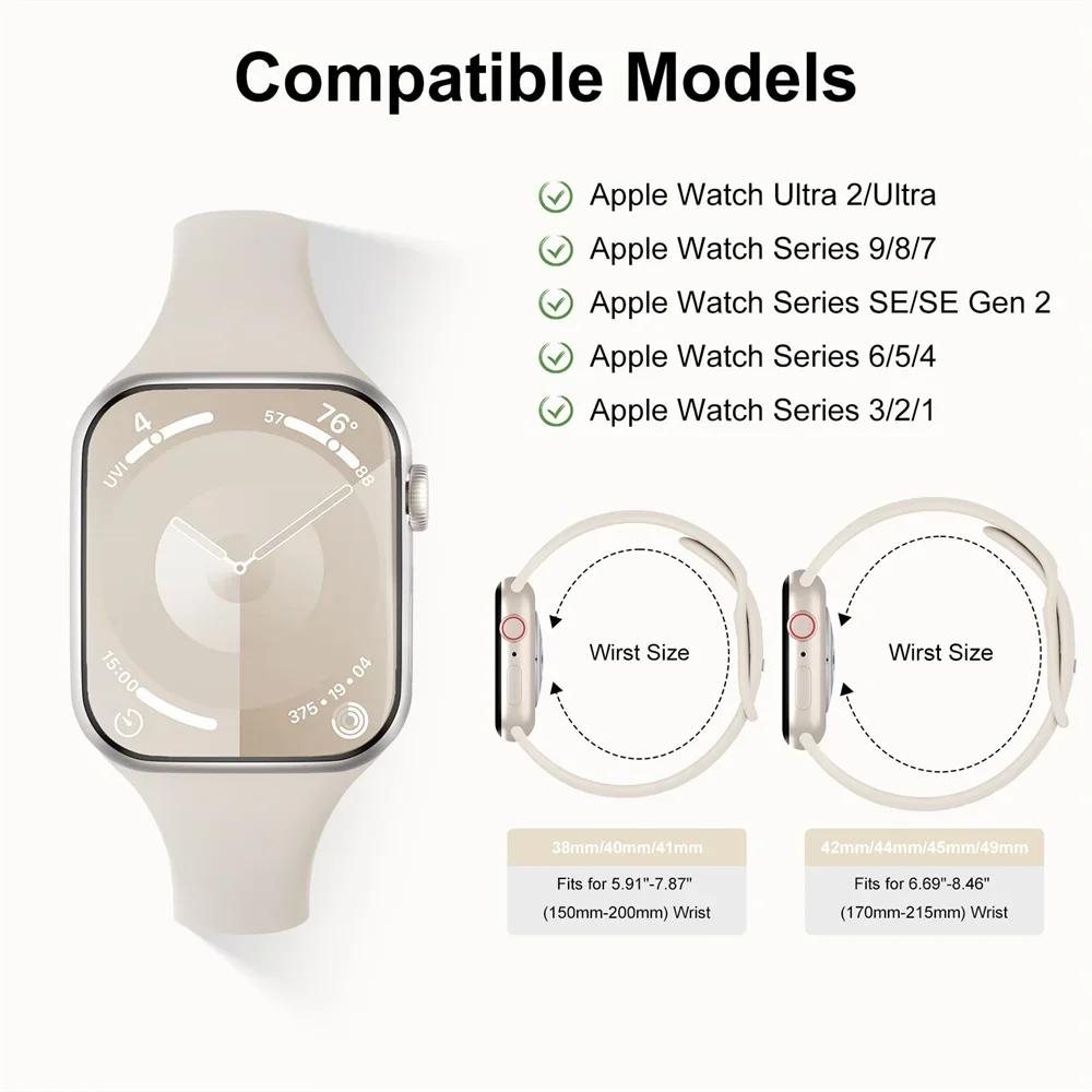 Slim Silicone Strap For Apple Watch Band 45mm 44mm 40mm 41mm 42-38mm sport bracelet iwatch series 8 7 se 3 4 5 6 9 ultra 2 49mm image 6