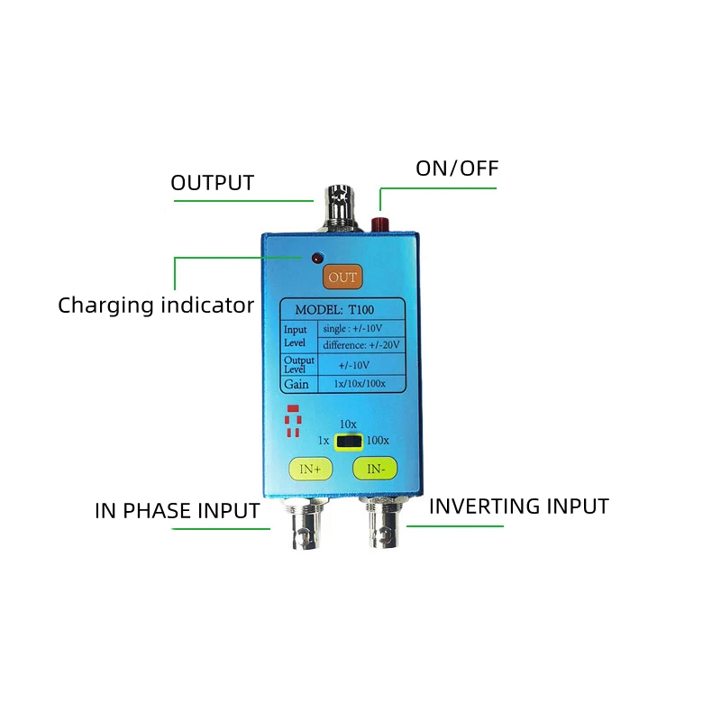 10M Bandwidth Oscilloscope 1x/10x/100x Differential Probe Gain Split Probe Signal Amplifier For Weak Electrical Signal Measureme