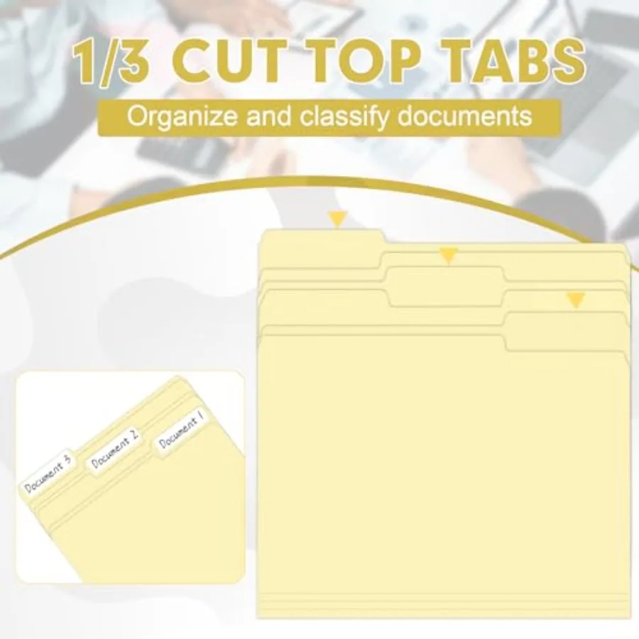 Manila Folders 30 Pack 1 3 Cut Tab File Folders Manila Folders 8.5 x 11 Designed for Office and Classroom Use Letter Size