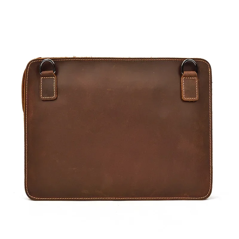 Bolso de mano de cuero genuino de alta calidad, funda para tableta Ipad, bolso con correa para el hombro, bolsos de hombro A4, bolso de mano para Mini Ipad